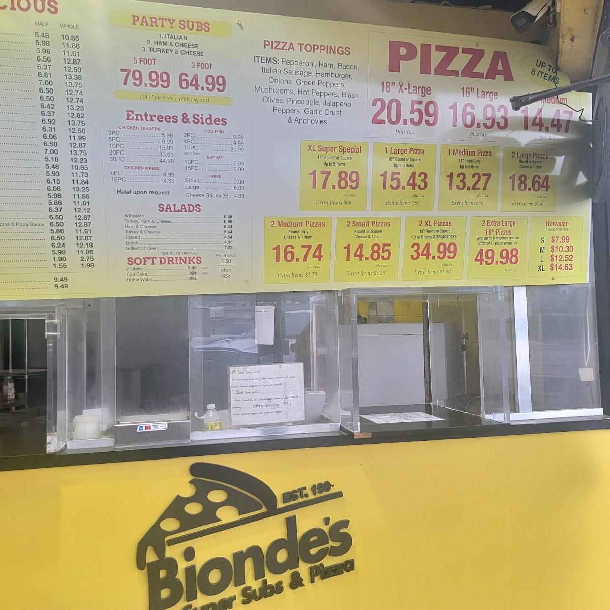 Menu Bionde's Super Sub & Pizza-8